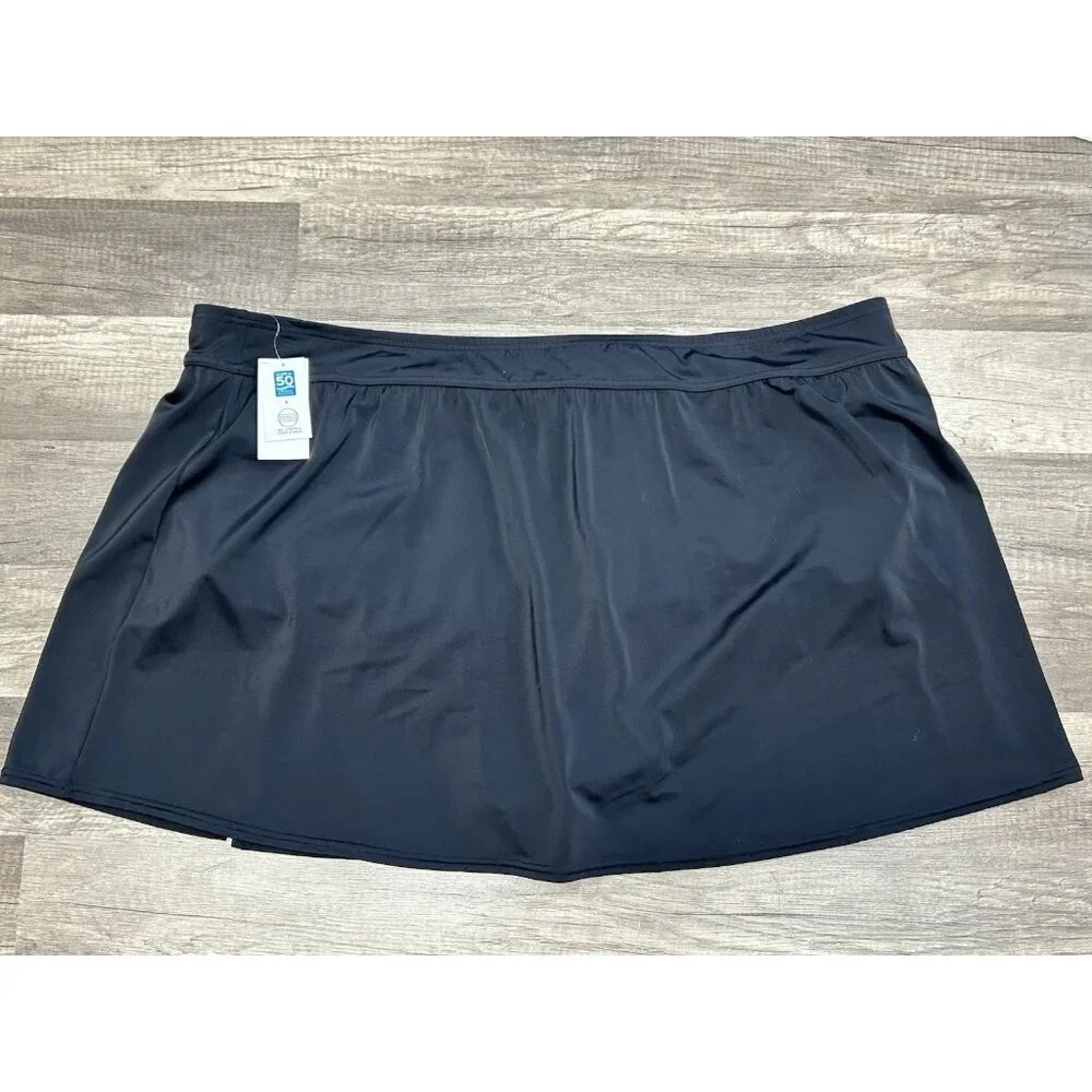 Lands' End NEW Size 3X/ 24W-26W Skort Swim Mini Skirt Black Tummy Control UPF50